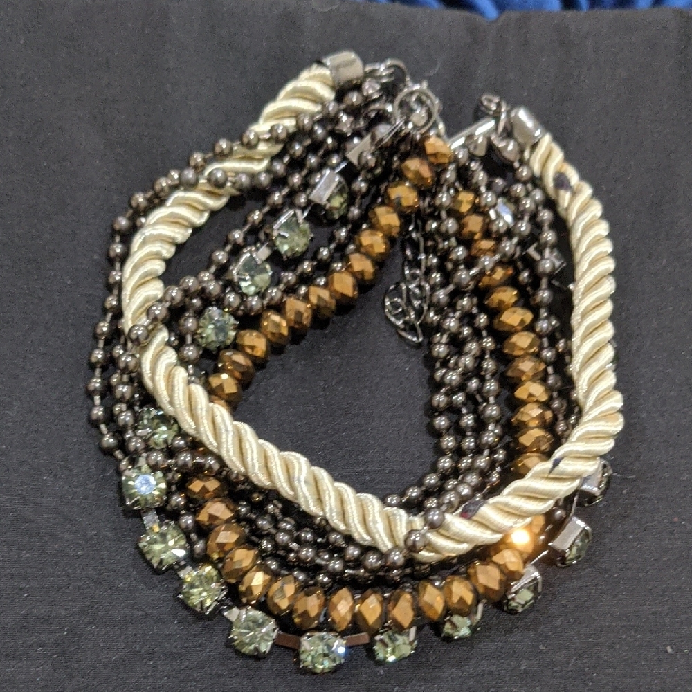 Bohemian Cream and Brown Multi-Strand Bracelet